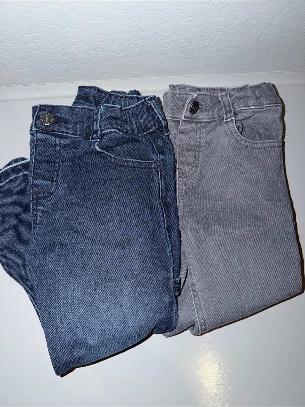 Kids Stretch Pull-On Jeans in Blue and Gray